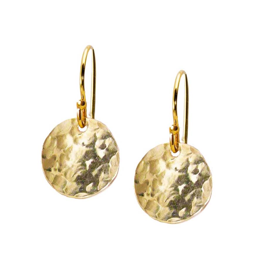 Celine 9ct Gold Hammered Disc Earrings - Australian Designer Fine Jewellery